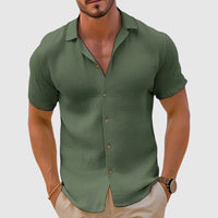 Men's Premium Shirt Short Sleeve Open Collar - detail