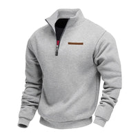 Men's Quarter Zip Mock Neck Sweatshirt | Soft Lined Warm Fit Close Up