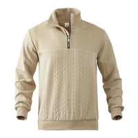 Men's Quarter Zip Sweatshirt | Dual Texture Panel Relaxed Fit Back