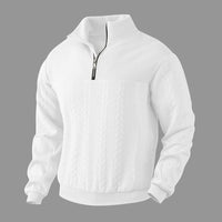 Men's Quarter Zip Sweatshirt | Dual Texture Panel Relaxed Fit Detail