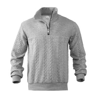 Men's Quarter Zip Sweatshirt | Dual Texture Panel Relaxed Fit Lifestyle