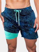 Men's Quick Dry Swim Shorts | Compression Liner Tropical Print