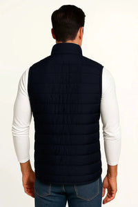 Men's Quilted Sleeveless Puffer Vest | Stand Collar Winter Layer Front