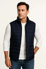 Men's Quilted Sleeveless Puffer Vest | Stand Collar Winter Layer