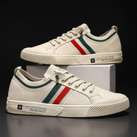Men's Retro Stripe Minimalist Sneakers | Oxford Fit with Stripe Toe Cap Front