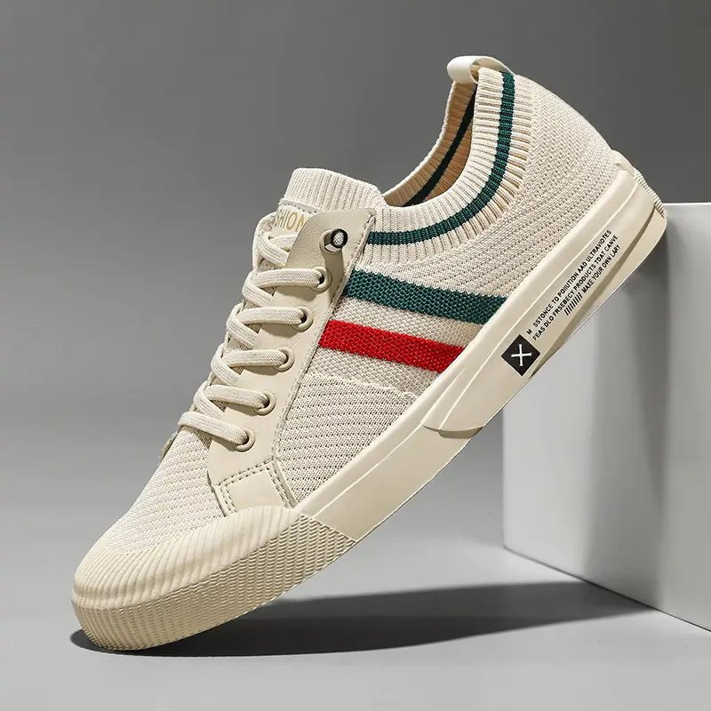 Men's Retro Stripe Minimalist Sneakers | Oxford Fit with Stripe Toe Cap Hero