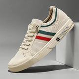 Men's Retro Stripe Minimalist Sneakers | Oxford Fit with Stripe Toe Cap
