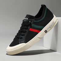 Men's Retro Stripe Minimalist Sneakers | Oxford Fit with Stripe Toe Cap Side
