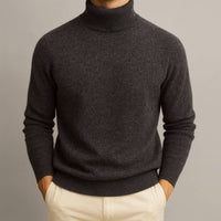 Men's Ribbed Turtleneck Sweater | Slim Fit Soft Knit Side
