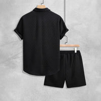 Men's Short Sleeve Textured Two-Piece Set - detail