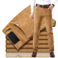 Men's Slim Fit Corduroy Trousers | Straight Leg Smart Cut Back