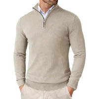 Men's Slim Fit Quarter Zip Sweater | Mock Neck Streetwear Pull Detail