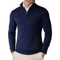 Men's Slim Fit Quarter Zip Sweater | Mock Neck Streetwear Pull Side