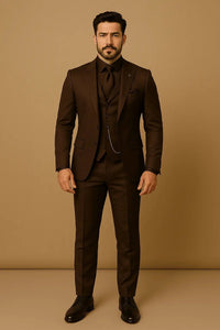 Men's Slim Fit Three-Piece Suit | Contrast Lapel Waistcoat Formal Set Alternate