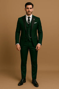 Men's Slim Fit Three-Piece Suit | Contrast Lapel Waistcoat Formal Set Angle