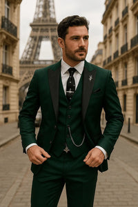 Men's Slim Fit Three-Piece Suit | Contrast Lapel Waistcoat Formal Set Hero