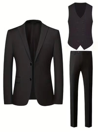 Men's Slim Fit Three-Piece Suit | Double-Breasted Waistcoat Set Detail
