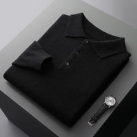 Men's Soft Long Sleeve Polo Shirt with Knit Collar Back