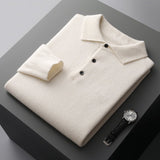 Men's Soft Long Sleeve Polo Shirt with Knit Collar
