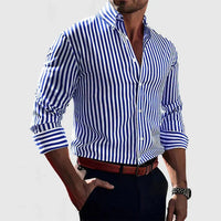Men's Striped Long Sleeve Shirt with Vertical Print Detail