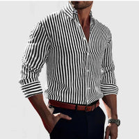 Men's Striped Long Sleeve Shirt with Vertical Print Front