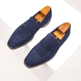 Men's Suede Penny Loafers | Slip On Keeper Strap