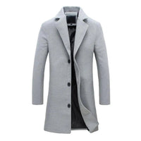 Men's Tailored Long Winter Overcoat | Single Breasted Longline Fit Close Up