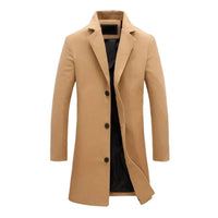 Men's Tailored Long Winter Overcoat | Single Breasted Longline Fit Front