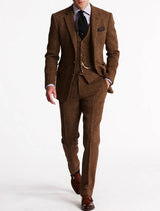 Men's Tweed Tailored 3-Piece Tuxedo | Formal Waistcoat Set