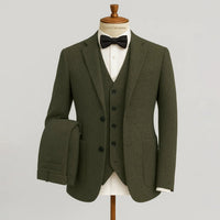 Men's Tweed Wedding 3-Piece Suit | Waistcoat Tailored Formal Set View 11