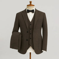 Men's Tweed Wedding 3-Piece Suit | Waistcoat Tailored Formal Set View 29