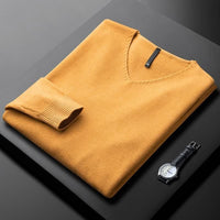 Men's V-Neck Cashmere Jumper | Fine Knit Relaxed Fit Front