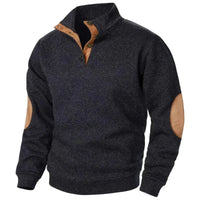 Men's V-Neck Sweatshirt | Casual Outdoor Elbow Patch Fit Angle