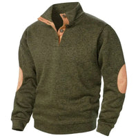 Men's V-Neck Sweatshirt | Casual Outdoor Elbow Patch Fit Back