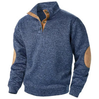 Men's V-Neck Sweatshirt | Casual Outdoor Elbow Patch Fit Close Up