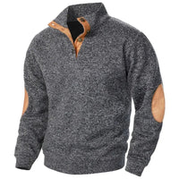 Men's V-Neck Sweatshirt | Casual Outdoor Elbow Patch Fit Side