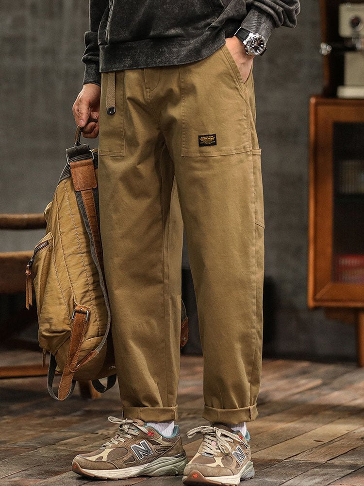 Men's Vintage Casual Trousers | Utility Fit with Rolled Cuff Angle