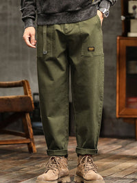 Men's Vintage Casual Trousers | Utility Fit with Rolled Cuff Close Up