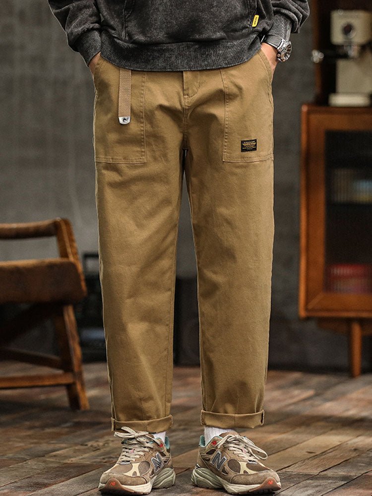 Men's Vintage Casual Trousers | Utility Fit with Rolled Cuff Front