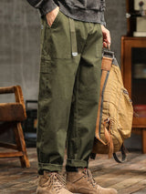 Men's Vintage Casual Trousers | Utility Fit with Rolled Cuff