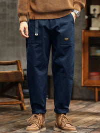 Men's Vintage Casual Trousers | Utility Fit with Rolled Cuff Side