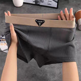 Men's Waffle Knit Cotton Boxer Briefs with No-Roll Waistband