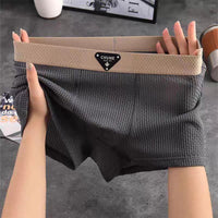 Men's Waffle Knit Cotton Boxer Briefs with No-Roll Waistband Detail