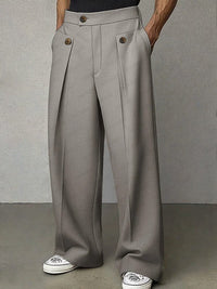 Men's Wide-Leg Trousers | Structured Fit with Side Tab Back