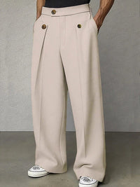 Men's Wide-Leg Trousers | Structured Fit with Side Tab Side