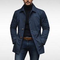Men's Windproof Fly Front Coat | Relaxed Fit Weatherproof Detail