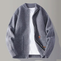 Men's Zip Front Rib Knit Jacket | Bomber Cardigan Fit Back