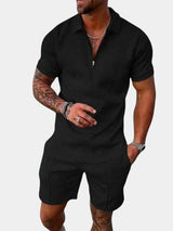 Men's Zip Polo Short Set | Relaxed Fit Co-ord
