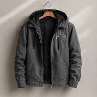 Men's Canvas Sherpa Lined Jacket | Hooded Workwear Warmth - back