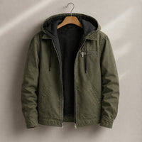 Men's Canvas Sherpa Lined Jacket | Hooded Workwear Warmth - side